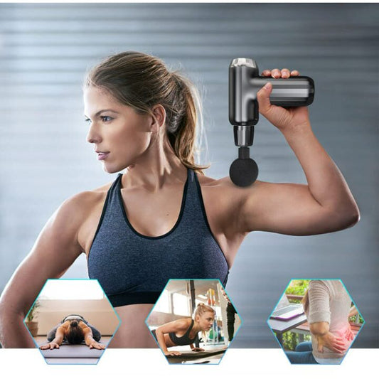 Portable Fascia Body Massager Gun Electric Muscle Massager Comes with 4 Replaceable Heads Great Gift for Both Men And Women - SHOPPING YARD